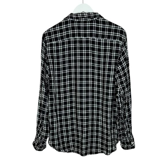 Frank & Eileen Black and White Modal Plaid Button Up Long Sleeve Top Size Medium - Picture 9 of 12